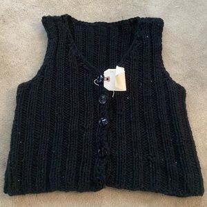 Hand knit black sweater tank